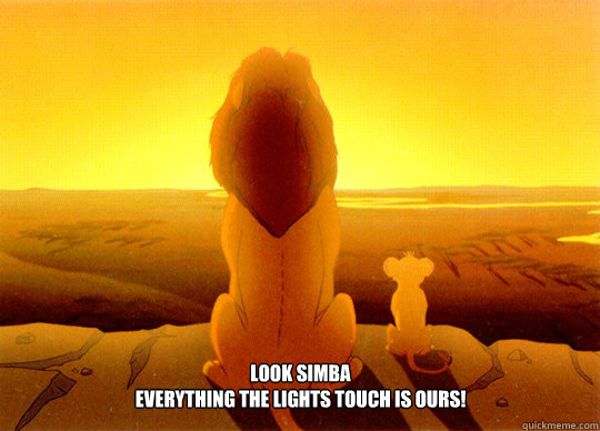  Look Simba
Everything the lights touch is ours! -  Look Simba
Everything the lights touch is ours!  SimbaHoes