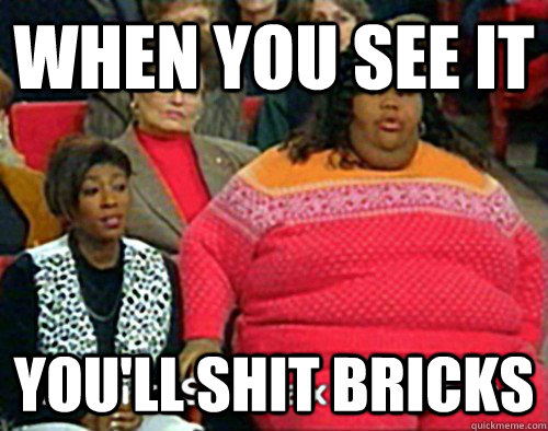 When you see it  you'll shit bricks  - When you see it  you'll shit bricks   brads meme