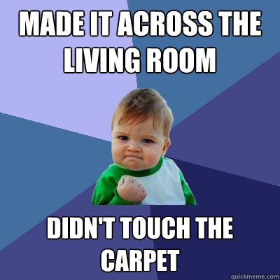 Made it across the living room didn't touch the carpet  Success Kid