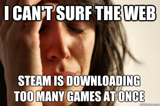 I can't surf the web Steam is downloading
too many games at once  First World Problems