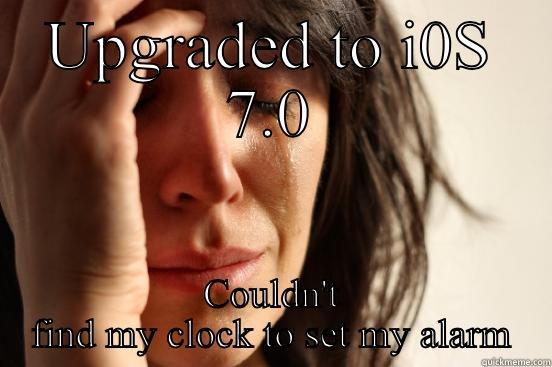 UPGRADED TO I0S 7.0 COULDN'T FIND MY CLOCK TO SET MY ALARM First World Problems