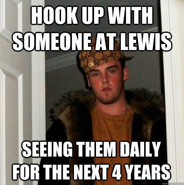 Hook up with someone at Lewis Seeing them daily for the next 4 years  Scumbag Steve