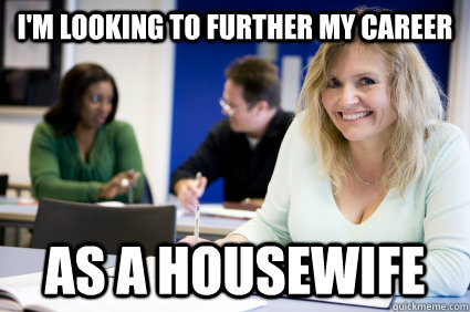 i'm looking to further my career as a housewife  Middle-aged nontraditional college student
