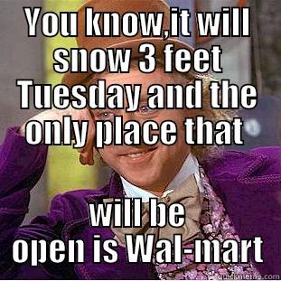 YOU KNOW,IT WILL SNOW 3 FEET TUESDAY AND THE ONLY PLACE THAT  WILL BE OPEN IS WAL-MART Creepy Wonka