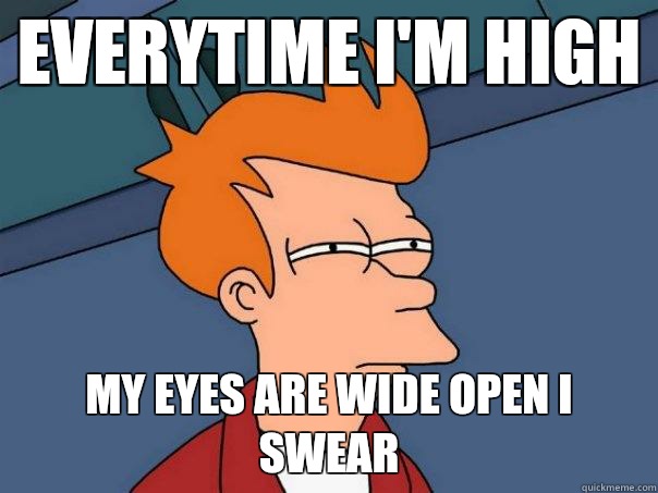 Everytime I'm high My eyes are wide open I swear  Futurama Fry